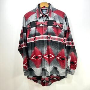 Vintage Woolrich Flannel Shirt 90s Southwestern Tribal Button Down Size L USA